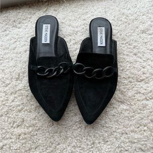 Forte Black Women's Mules with Chain Detail